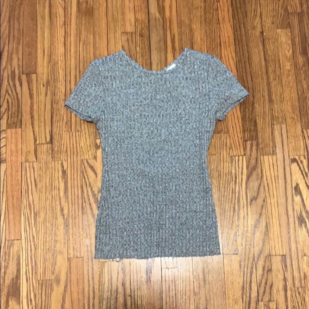 Backless Grey Ribbed Tee